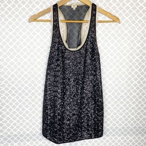 EUC Wilfred Black Sequin Overlay Racerback Silk Tank